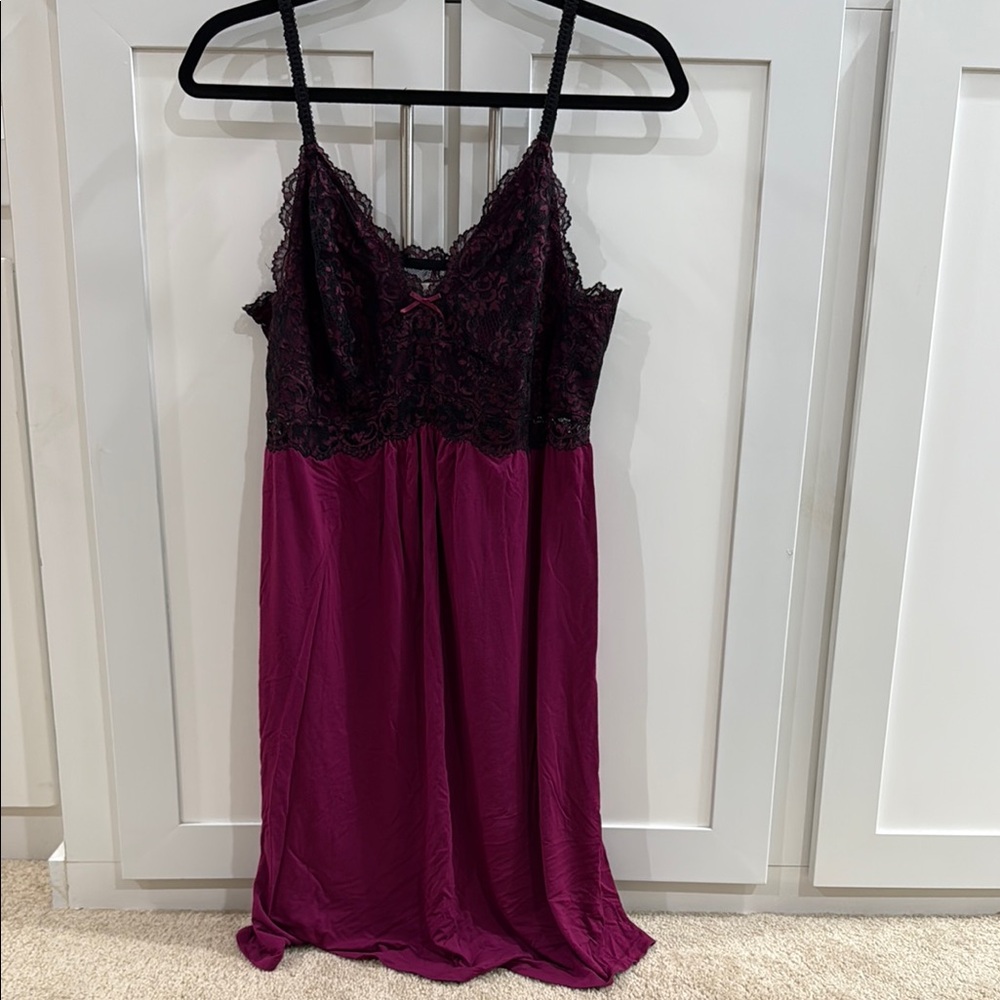 Soma Black and Purple Lace Chemise